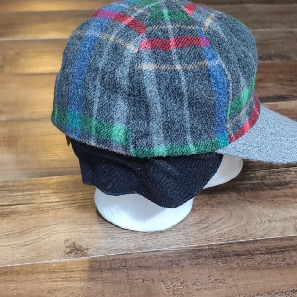 Vintage Plaid Trapper Hat Ear Flaps Size XL Made In The USA